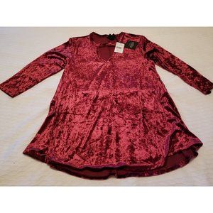 Bobeau Crushed Velvet Burgundy Shirt Size Large Women's